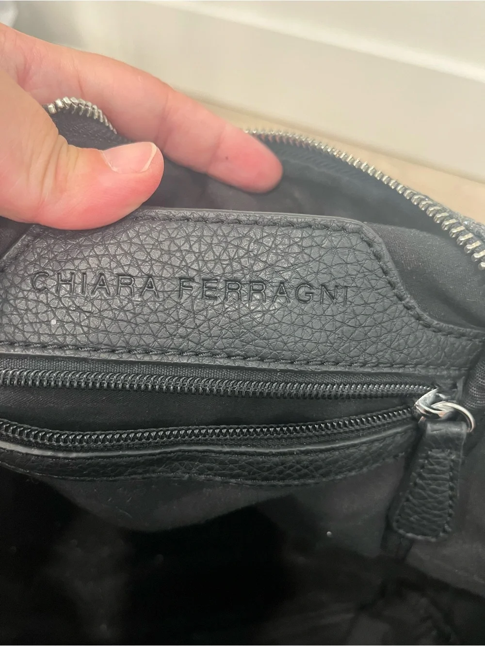 Chiara Ferragni Flirting Glitter Backpack Dark Silver Black Eye Leather Mini